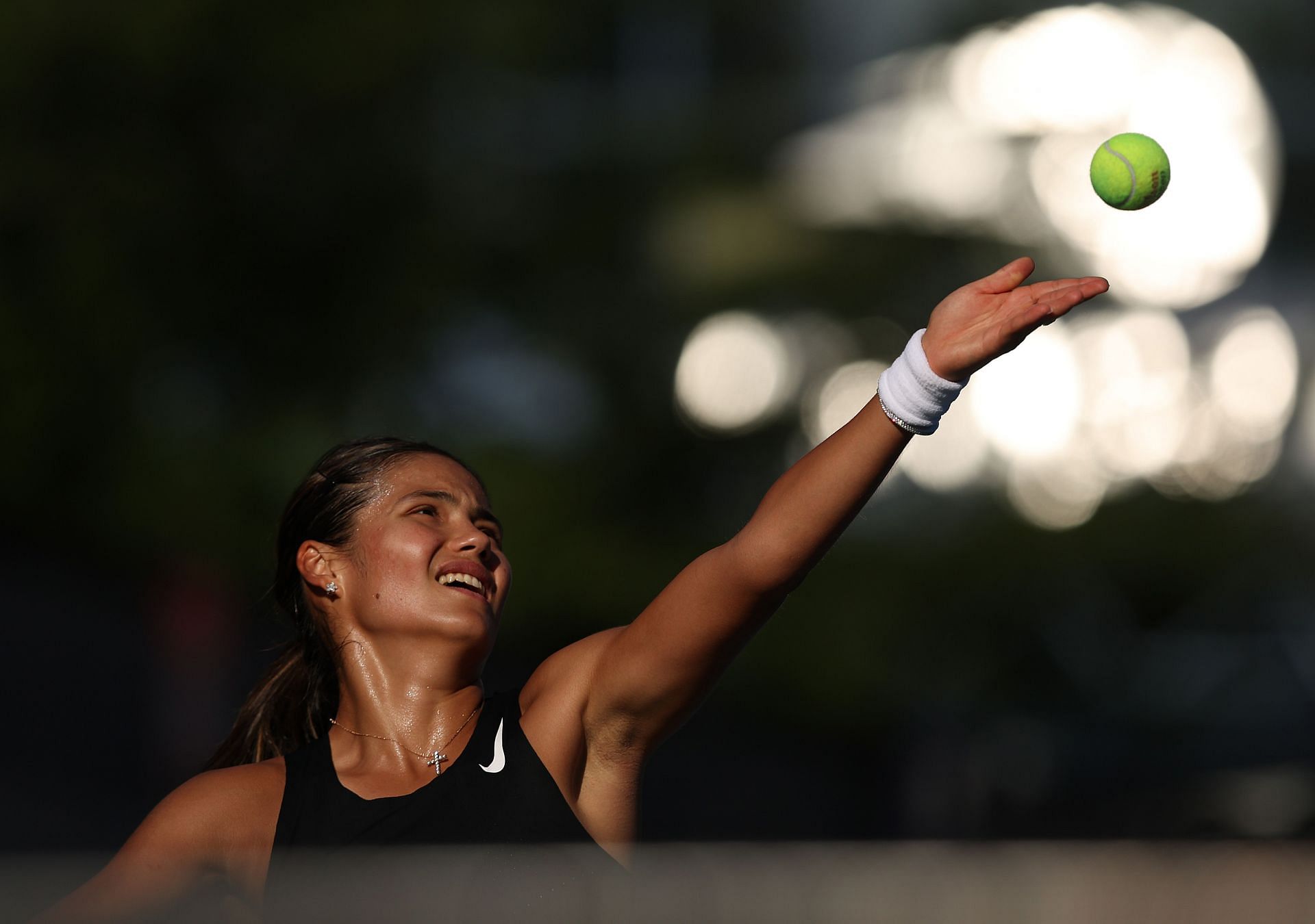 Emma Raducanu during a practice session before the Slovenia Open