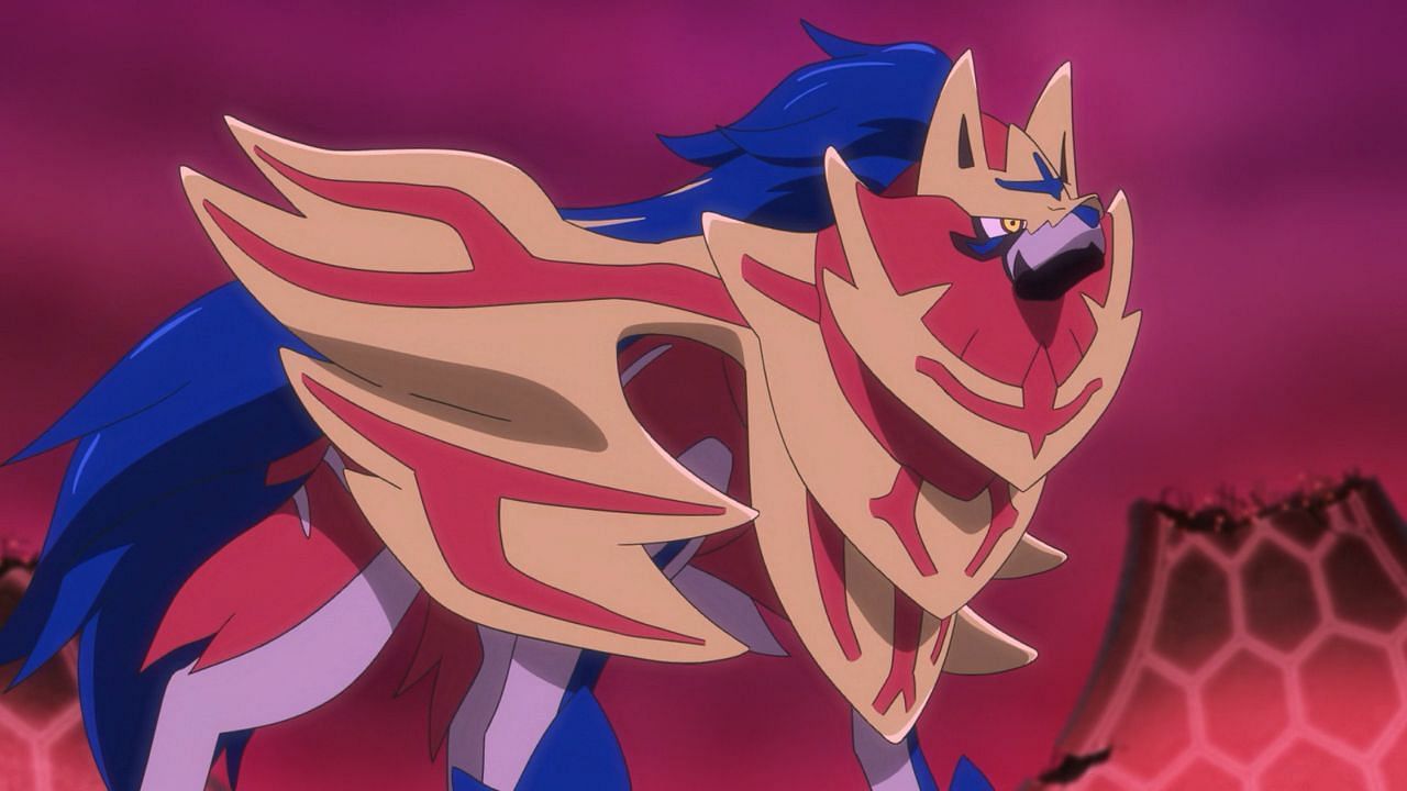 Zamazenta&#039;s Crowned forme as it appears in the anime (Image via The Pok&eacute;mon Company)