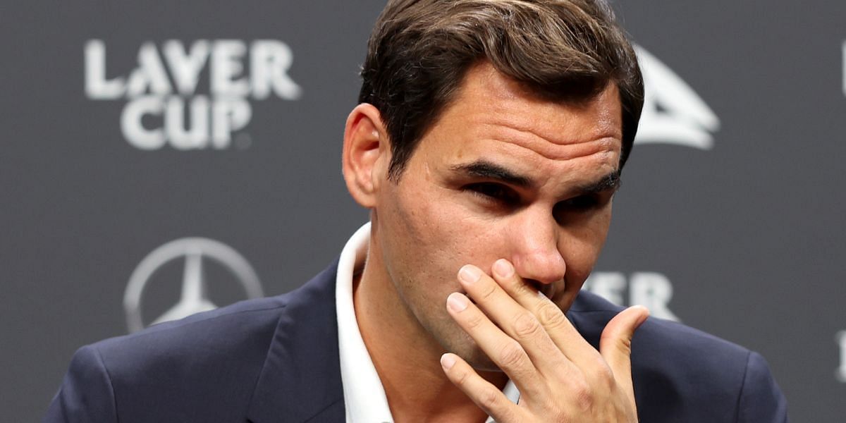 Roger Federer at the 2022 Laver Cup press conference. 