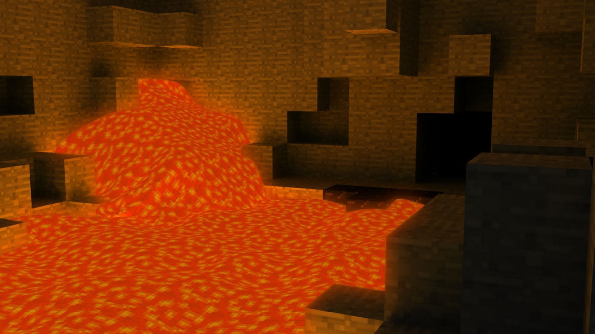 Players won&#039;t lack for lava and ores in this seed (Image via Mojang)