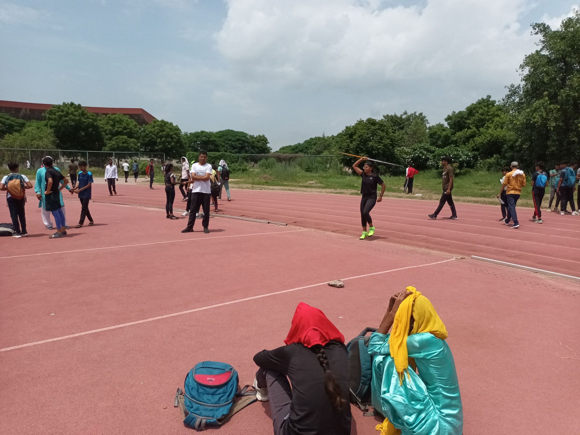 A javelin throw event in progress during Haryana Haryana Junior State Athletics meet held recently in Rohtak. Photo credit Navneet Singh