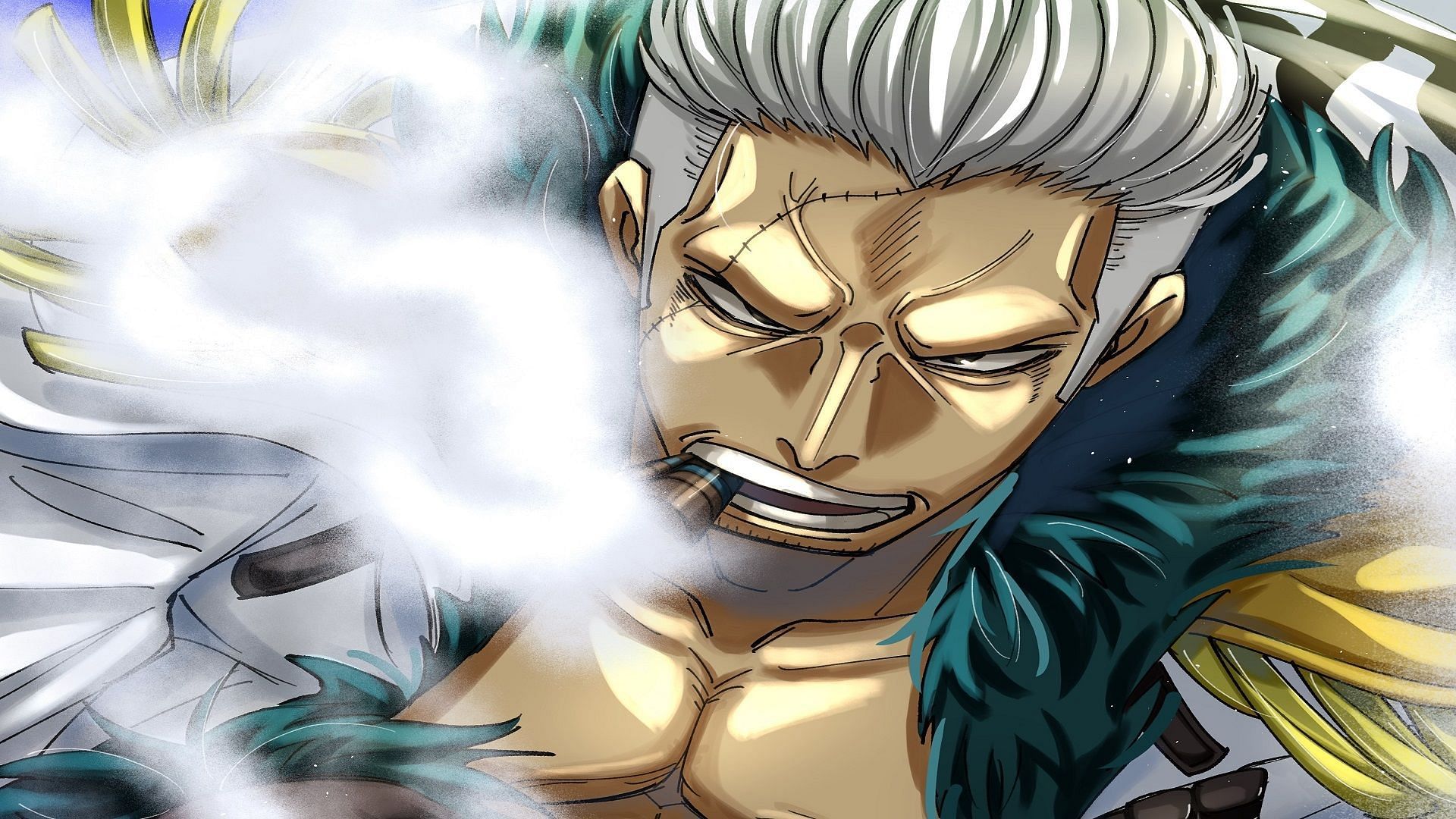 Smoker is a Marine officer and an old acquaintance of the Strawhats (Image via Eiichiro Oda/Shueisha, One Piece)