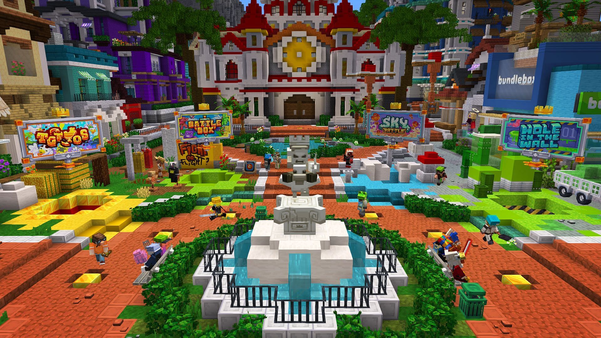 The MCC Island Hub Area (Image via Minecraft)