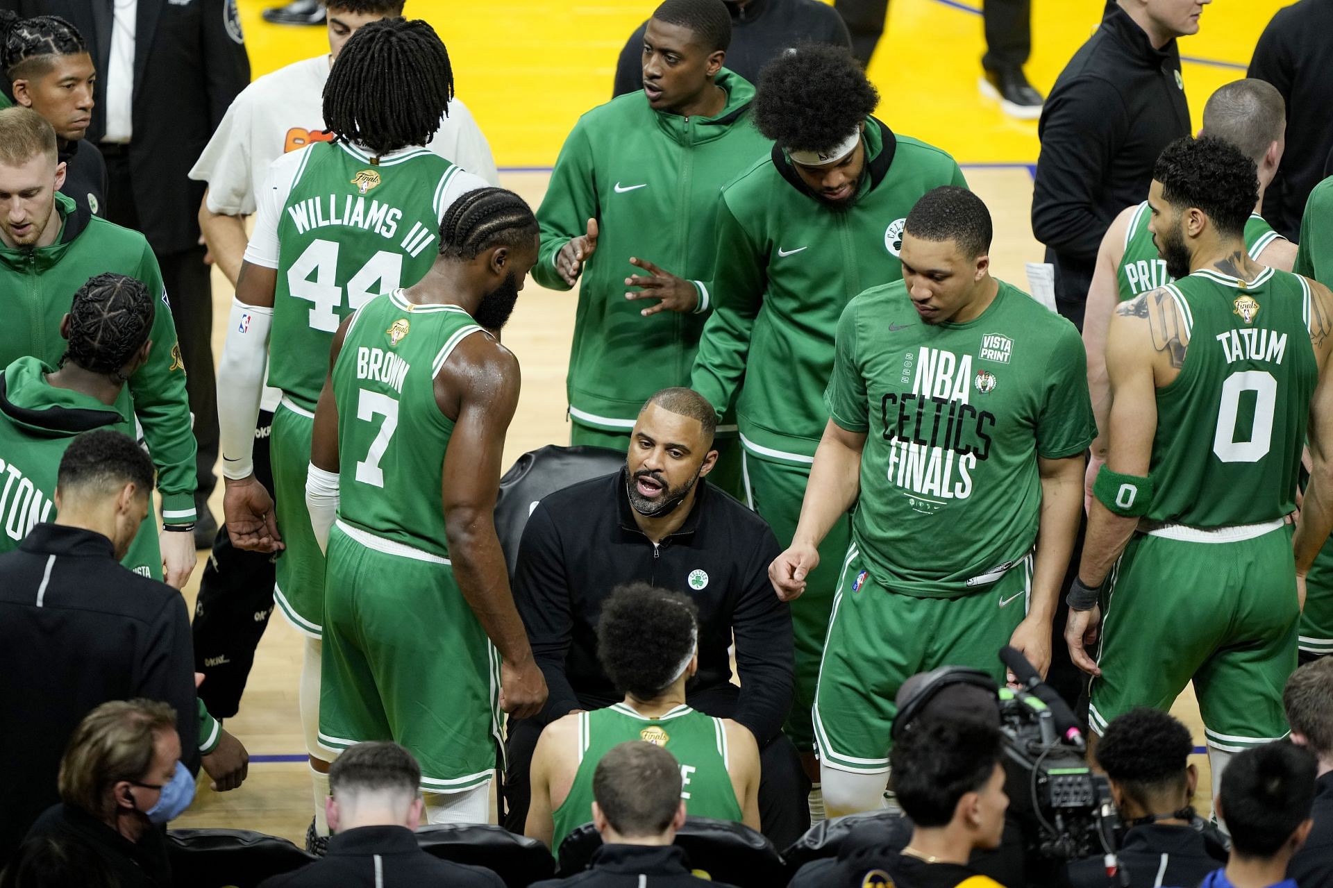 Ime Udoka coaching the Boston Celtics at the 2022 NBA Finals.