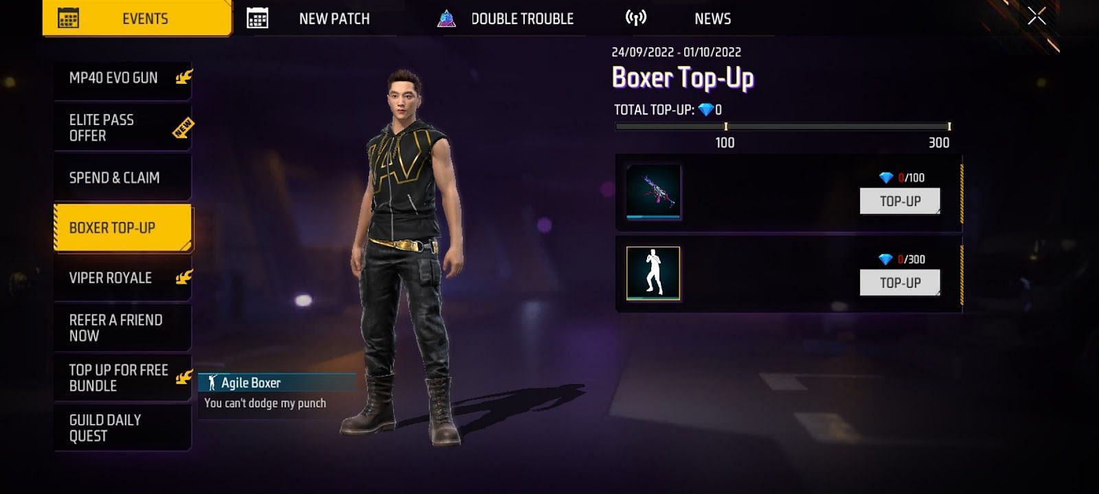 Boxer Top-Up event is also offering two rewards (Image via Garena)