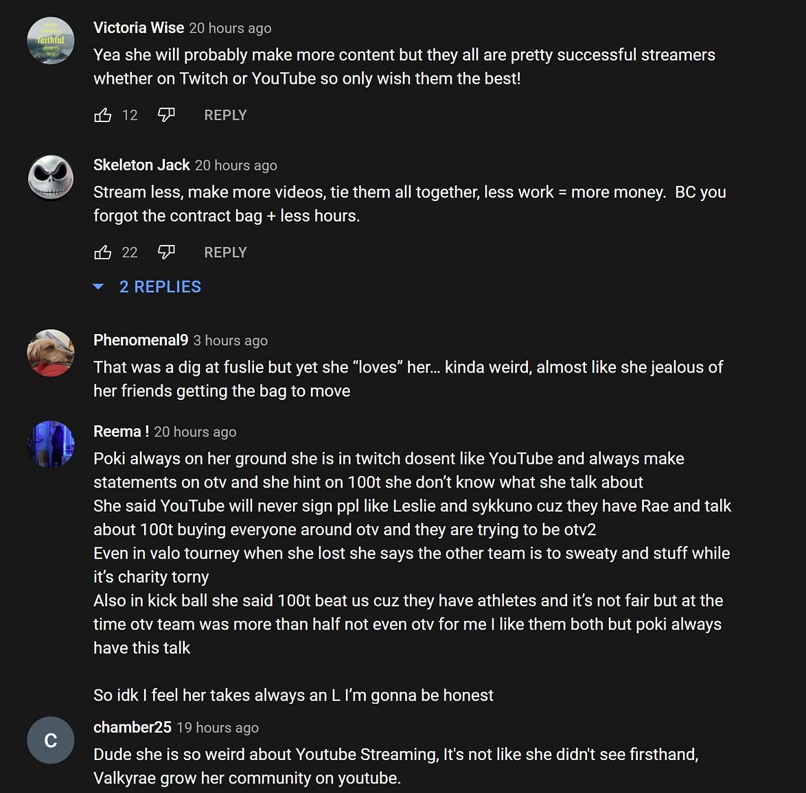 Fans in the YouTube comments section reacting to the streamer&#039;s take (Image via Streamer Moments/YouTube)