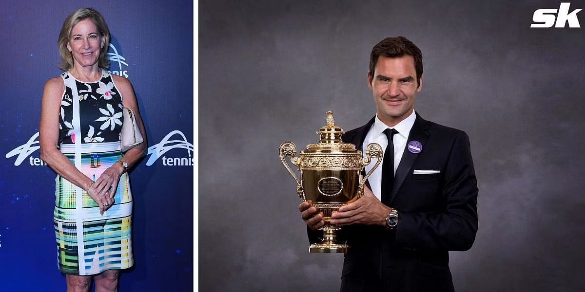 Chris Evert (L) &amp; Roger Federer