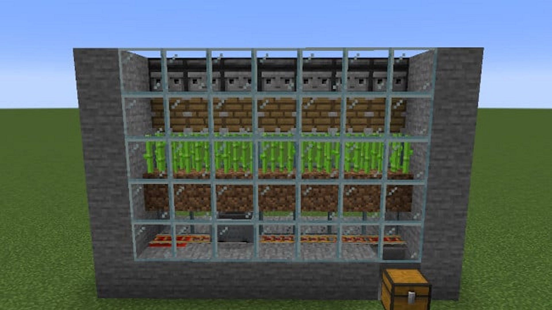 An automated sugar cane farm in Minecraft (Image via Mojang)