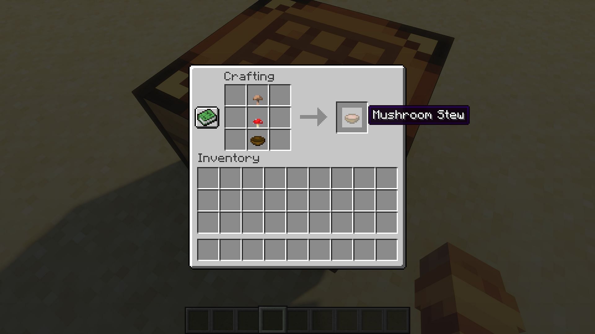 The recipe for mushroom stew (Image via Minecraft)