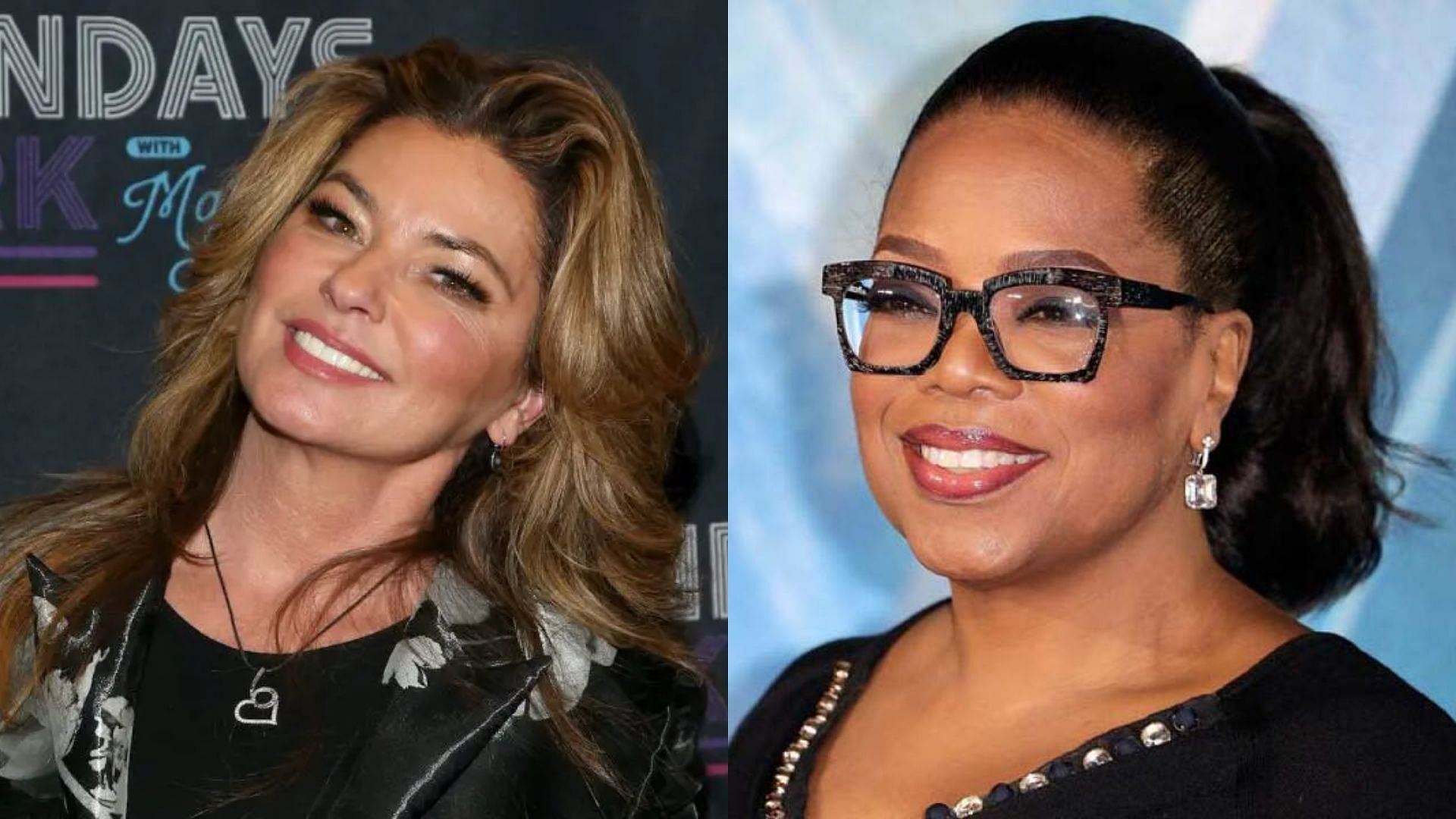 (left) Shania Twain remembers an awkward dinner with (right) Oprah Winfrey. (Images via Gabe Ginsberg/Getty Images and John Phillips/Getty Images)