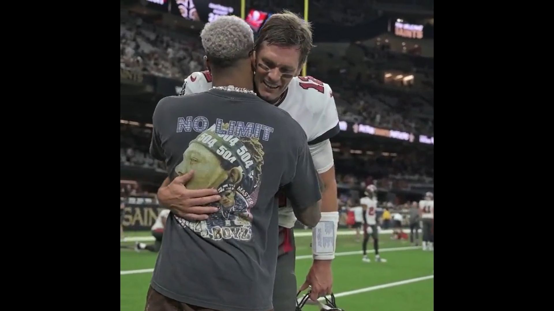 Brady and Beckham Jr. shared a hug pre-game on Sunday