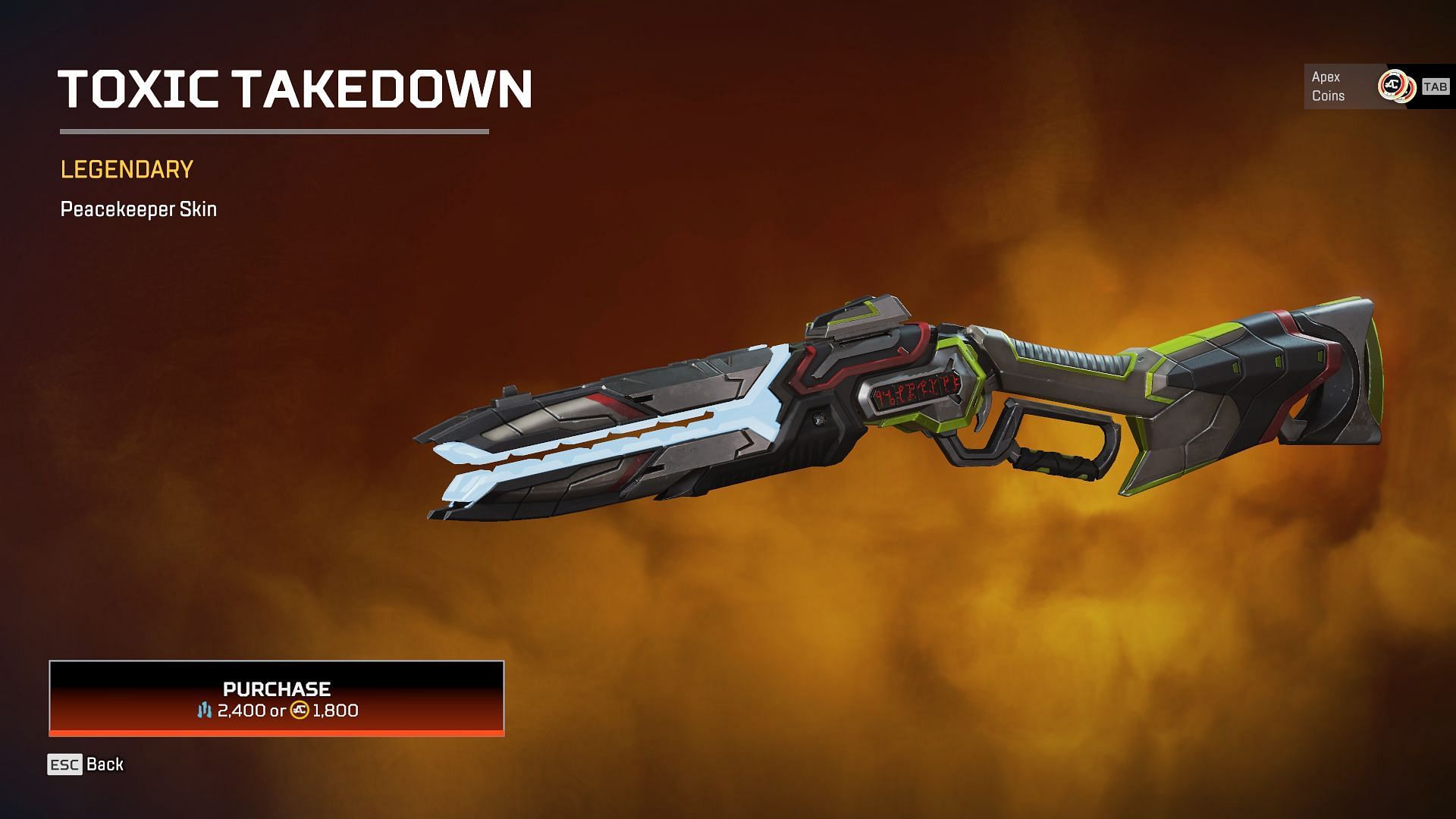 The Toxic Takedown legendary skin in Apex Legends (Image via EA)