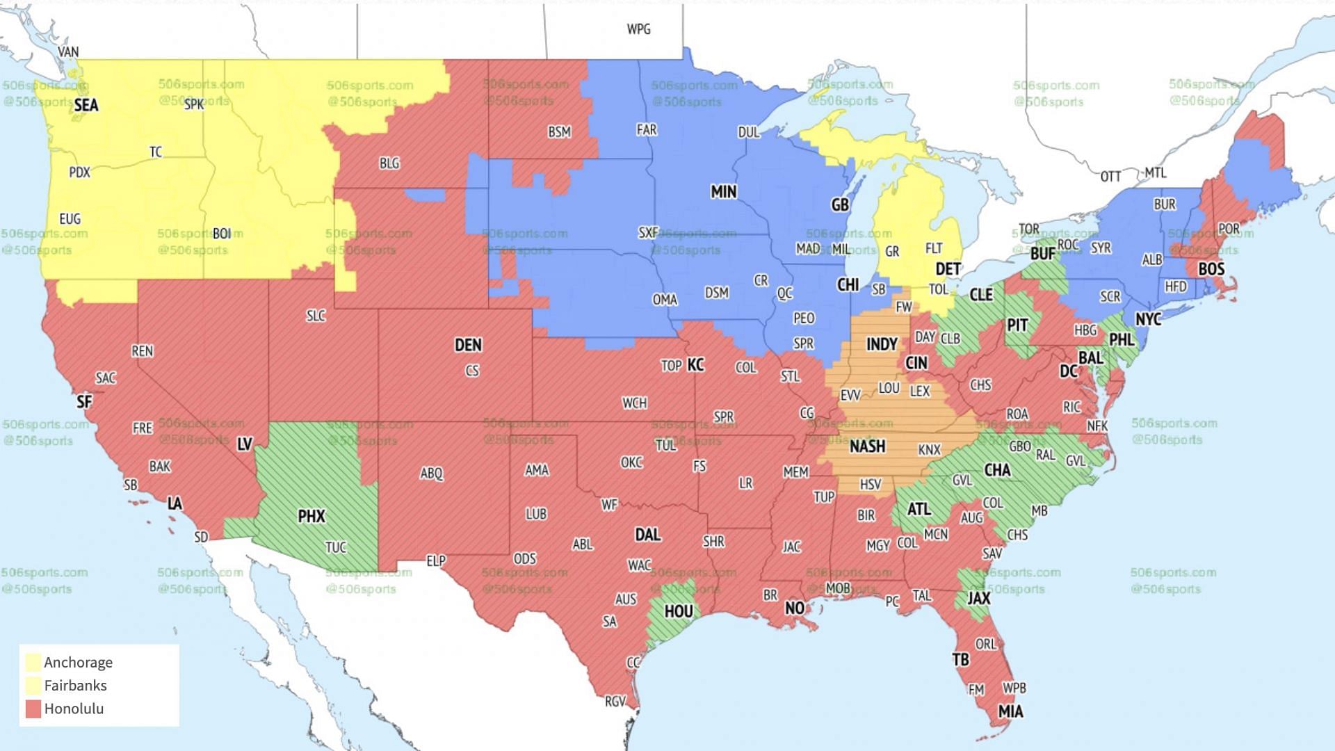 The Fox coverage map (Image via 506Sports)