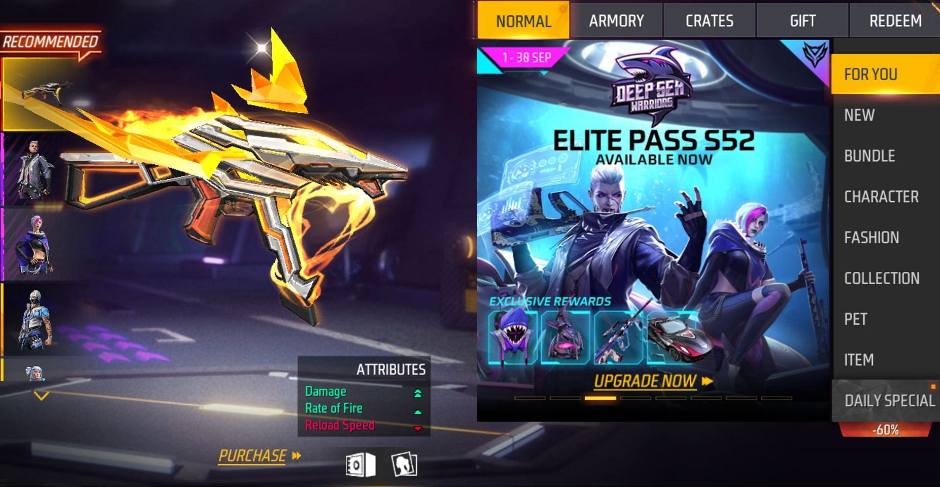 Select the bundle tab from the menu (Image via Garena)