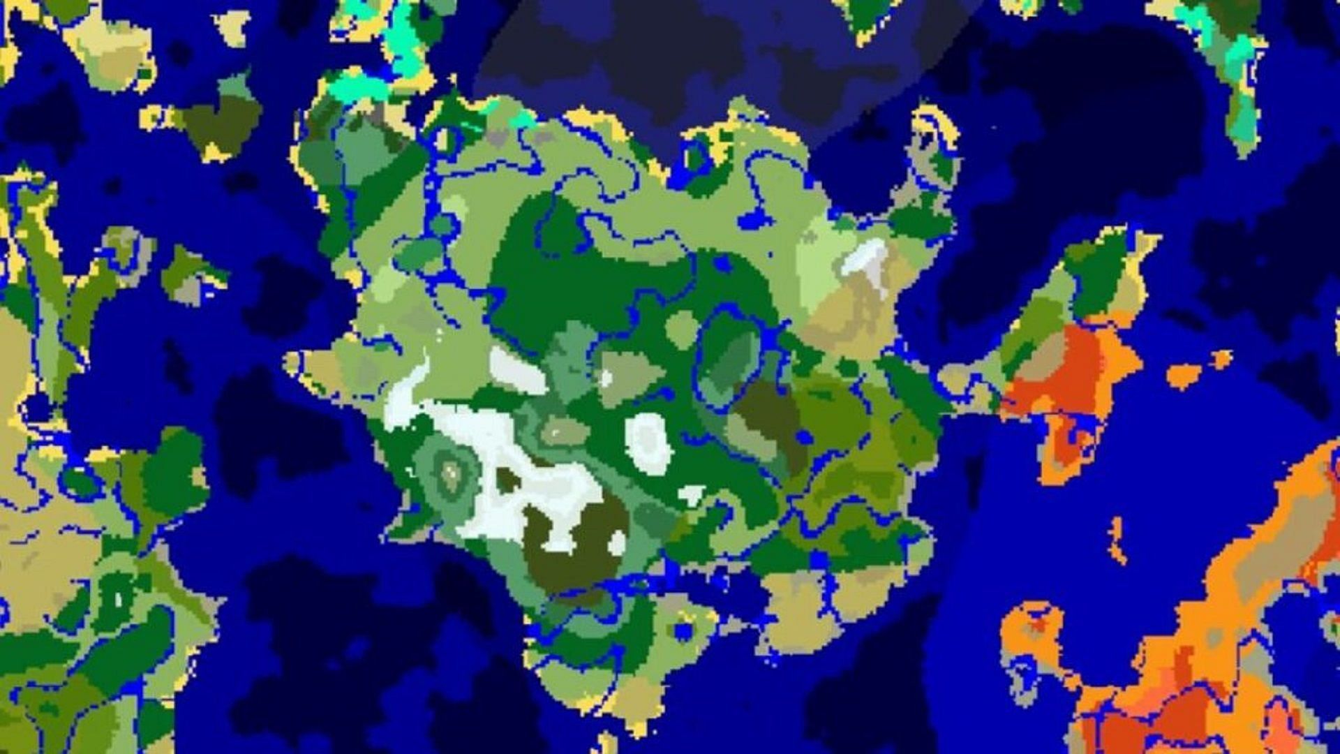 The massive starter island from this seed (Image via Chunkbase)