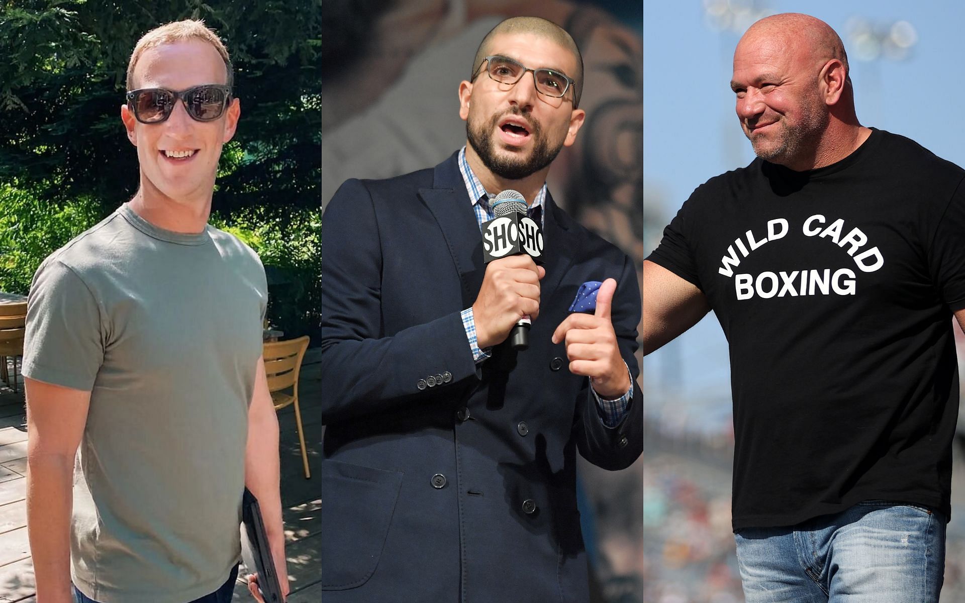 Mark Zuckerberg (left) Ariel Helwani (center) Dana White (right) (image courtesy @zuck Instagram) 