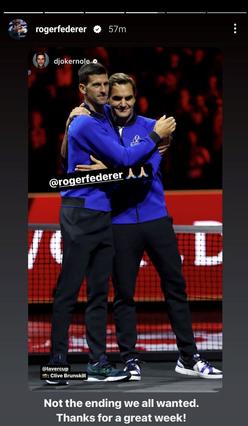 Roger Federer on instagram stories
