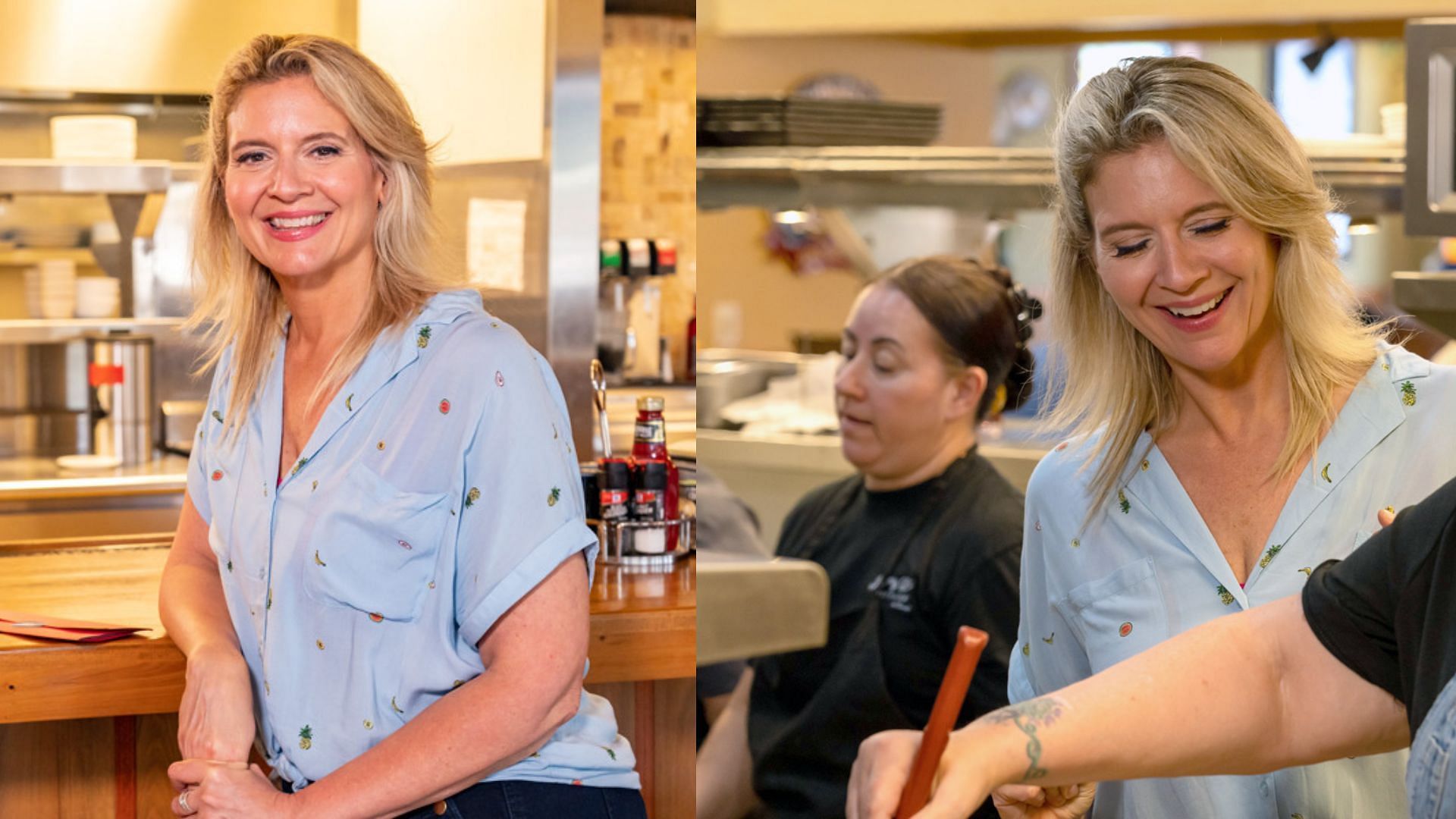 Amanda Freitag on the sets of Chef Swap at the Beach