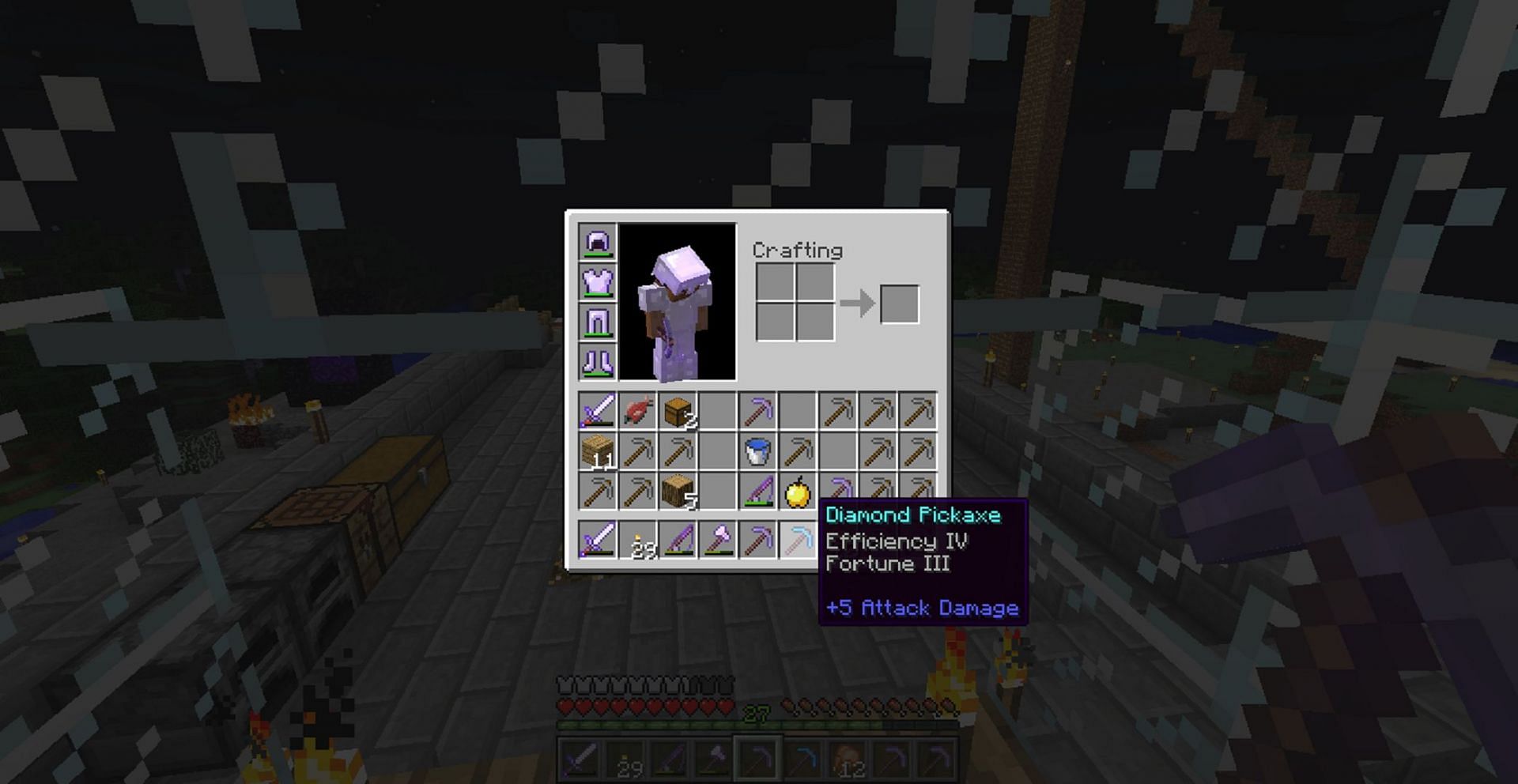 A pickaxe enchanted with both Fortune and Efficiency is incredibly helpful (Image via Nikaz/Minecraft Forum)