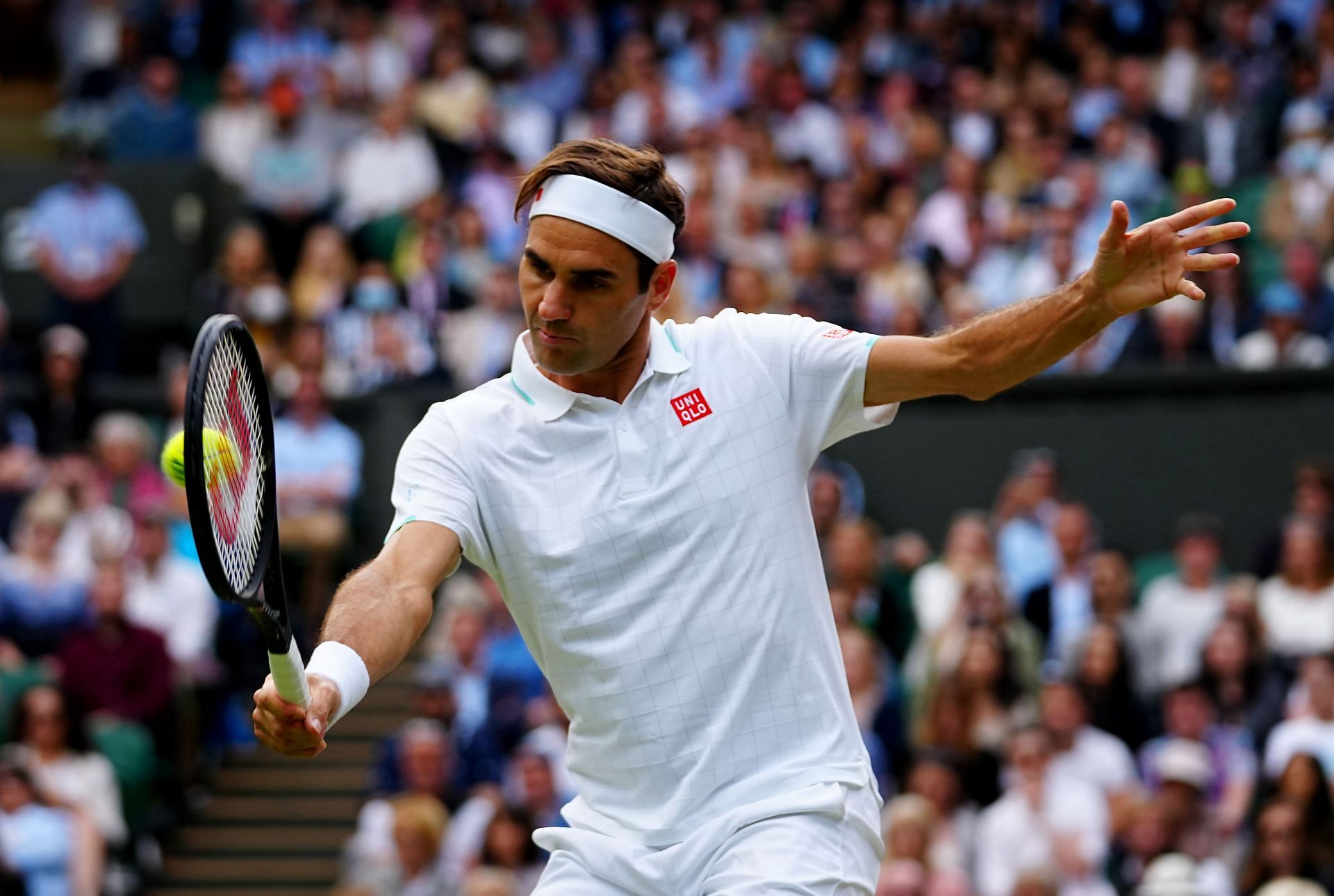 Roger Federer in action at the The Championships - Wimbledon 2021