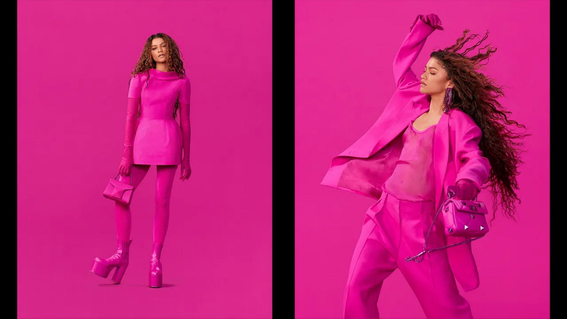 Newly released Valentino Pink PP Fall Winter 2022-23 collection featuring Zendaya for women&#039;s campaign (Image via Valentino)