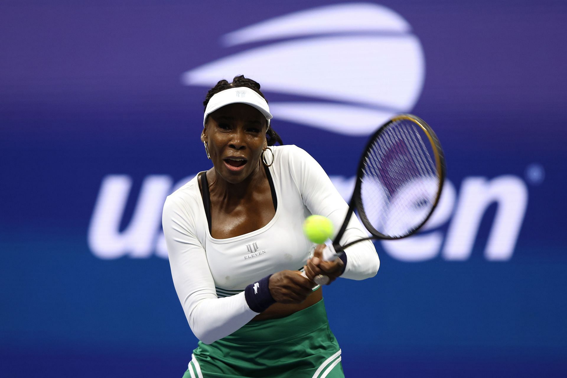 Venus Williams in action a the 2022 US Open.
