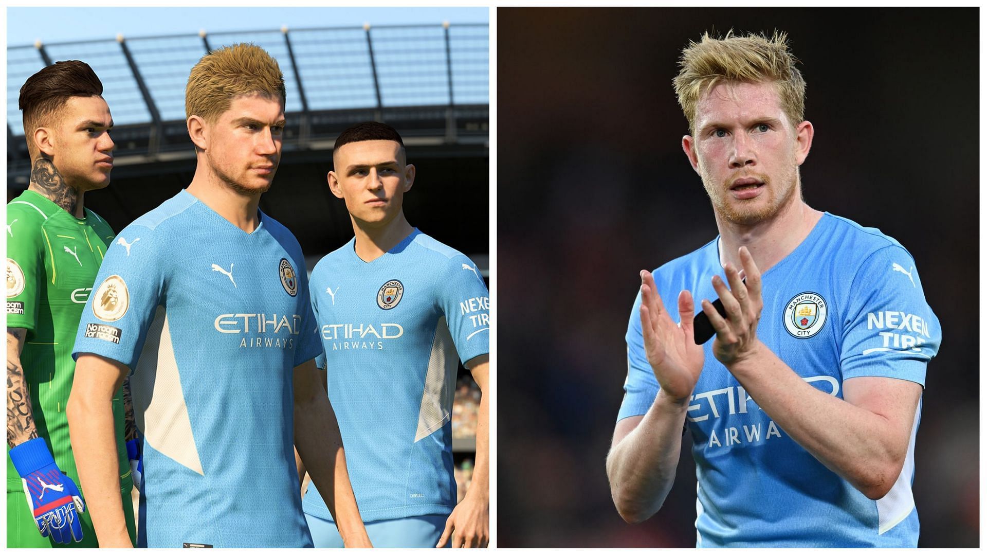 Kevin De Bruyne is one of the highest rated players in FIFA 23 with an overall rating of 91 (Images via EA Sports and Getty Images)