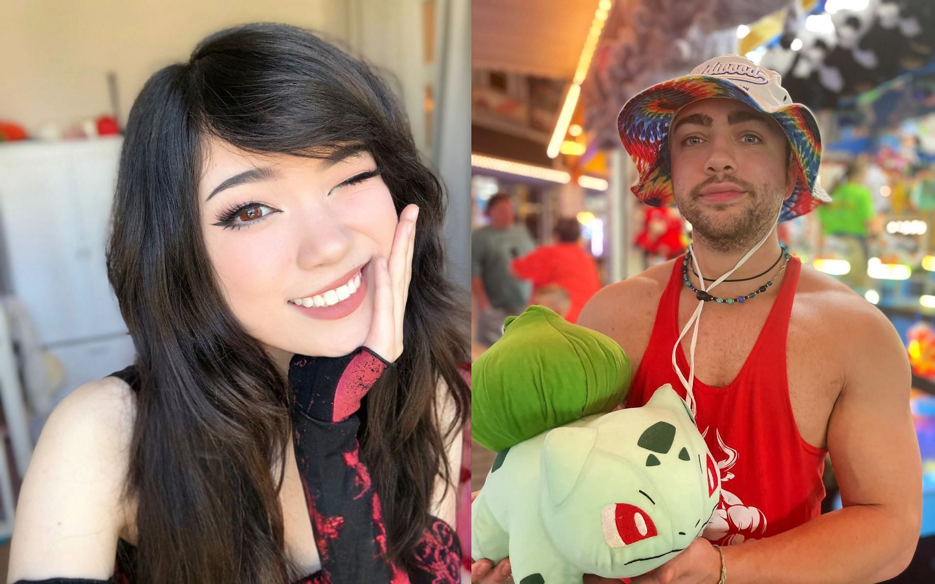 Mizkif was at a loss for words after seeing a YouTube Shorts featuring him and Emiru got more than 163 million views (Images via Emiru and Mizkif/Twitter)