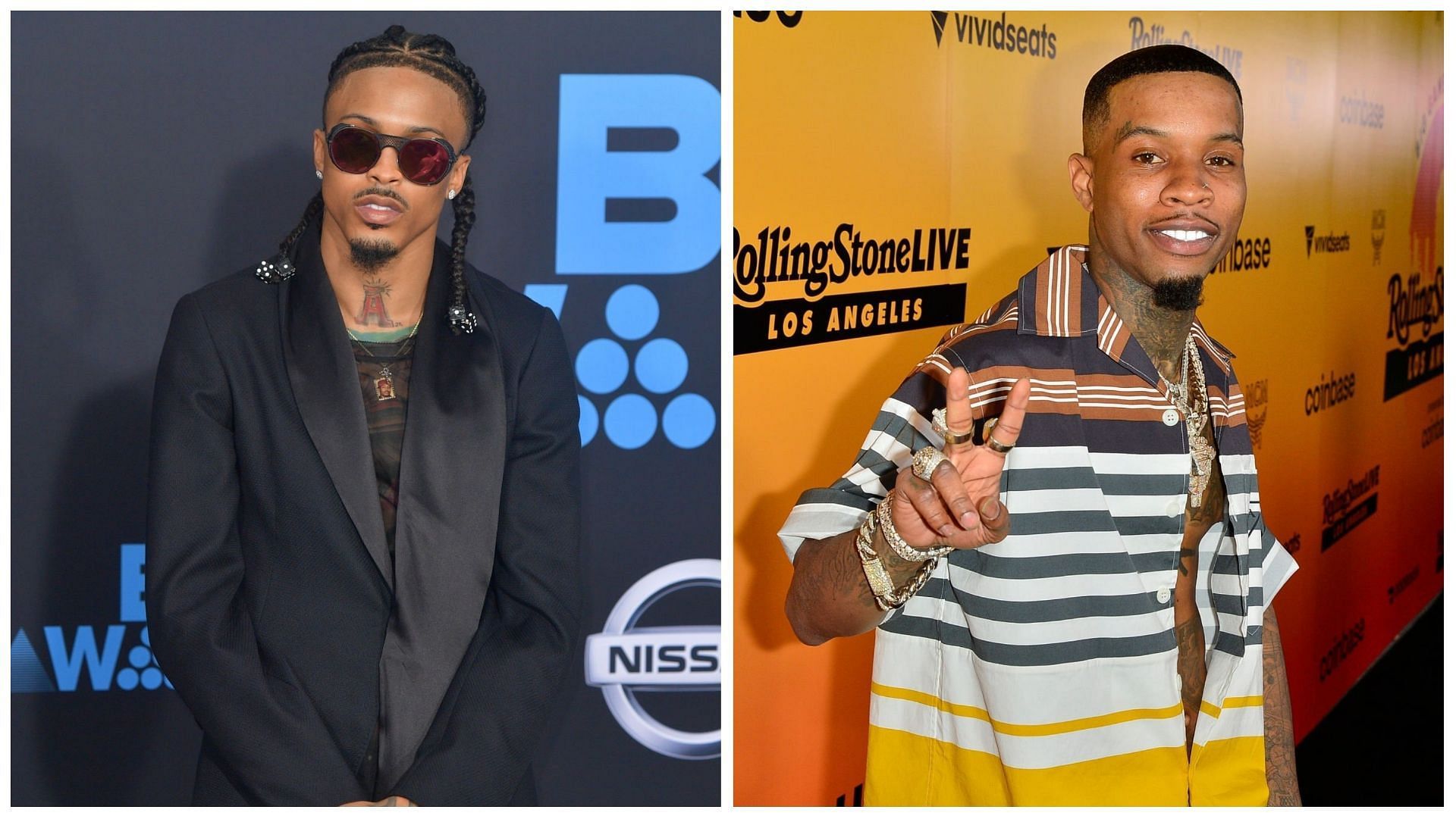 August Alsina and Tory Lanez&#039;s dispute rumors started from a Twitter page (Images via Prince Williams and Jerod Harris/Getty Images)