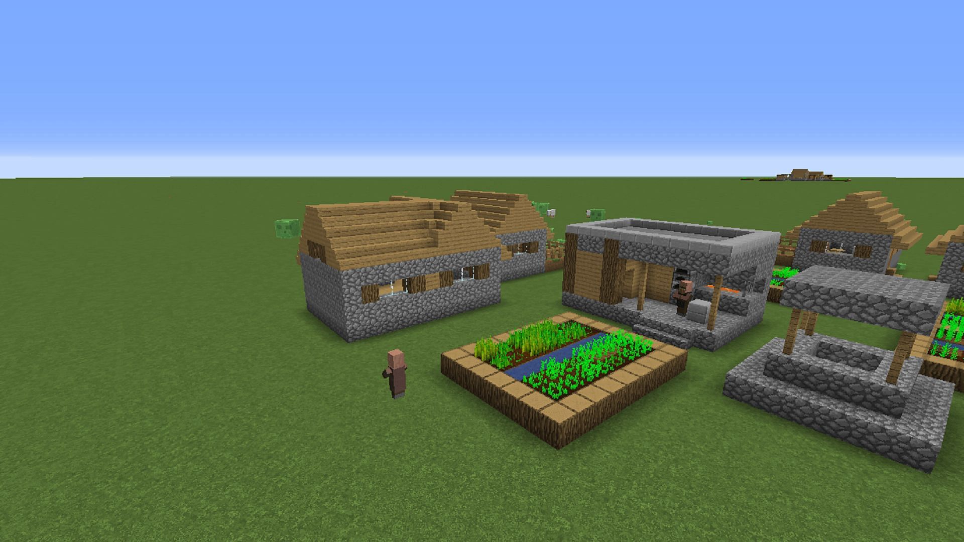 Certain structures, like villages, can still spawn in flat worlds (Image via Mojang)