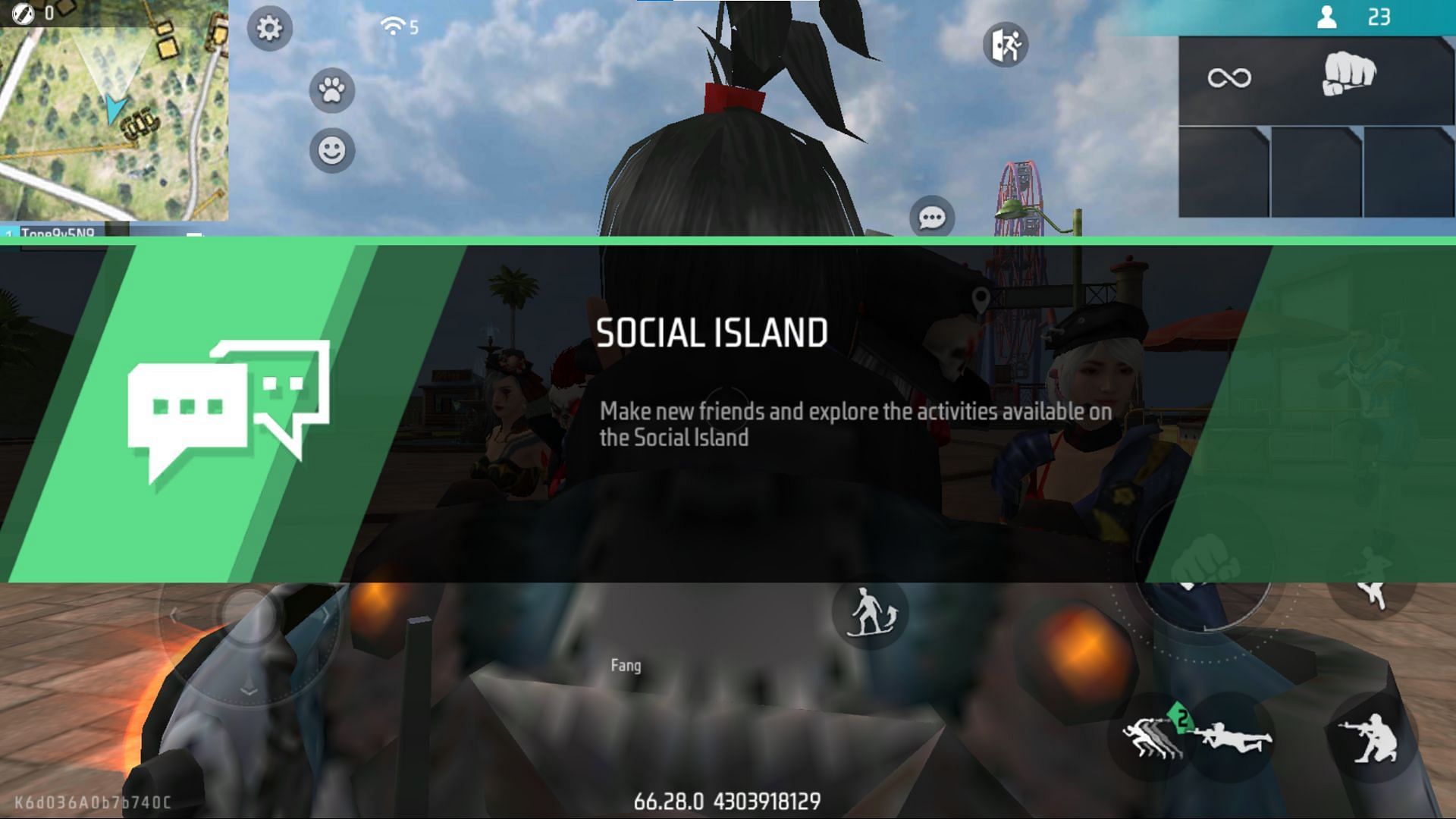Players can interact with friends on Social Island (Image via Garena)