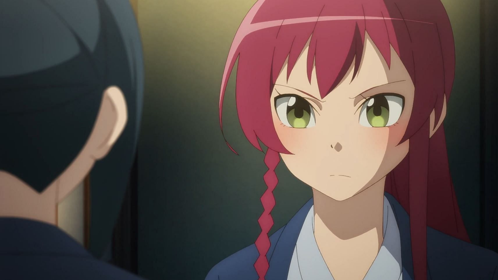 Emi Yusa speaking to Suzuno - The Devil is a Part-Timer!! (Image via Studio 3Hz)