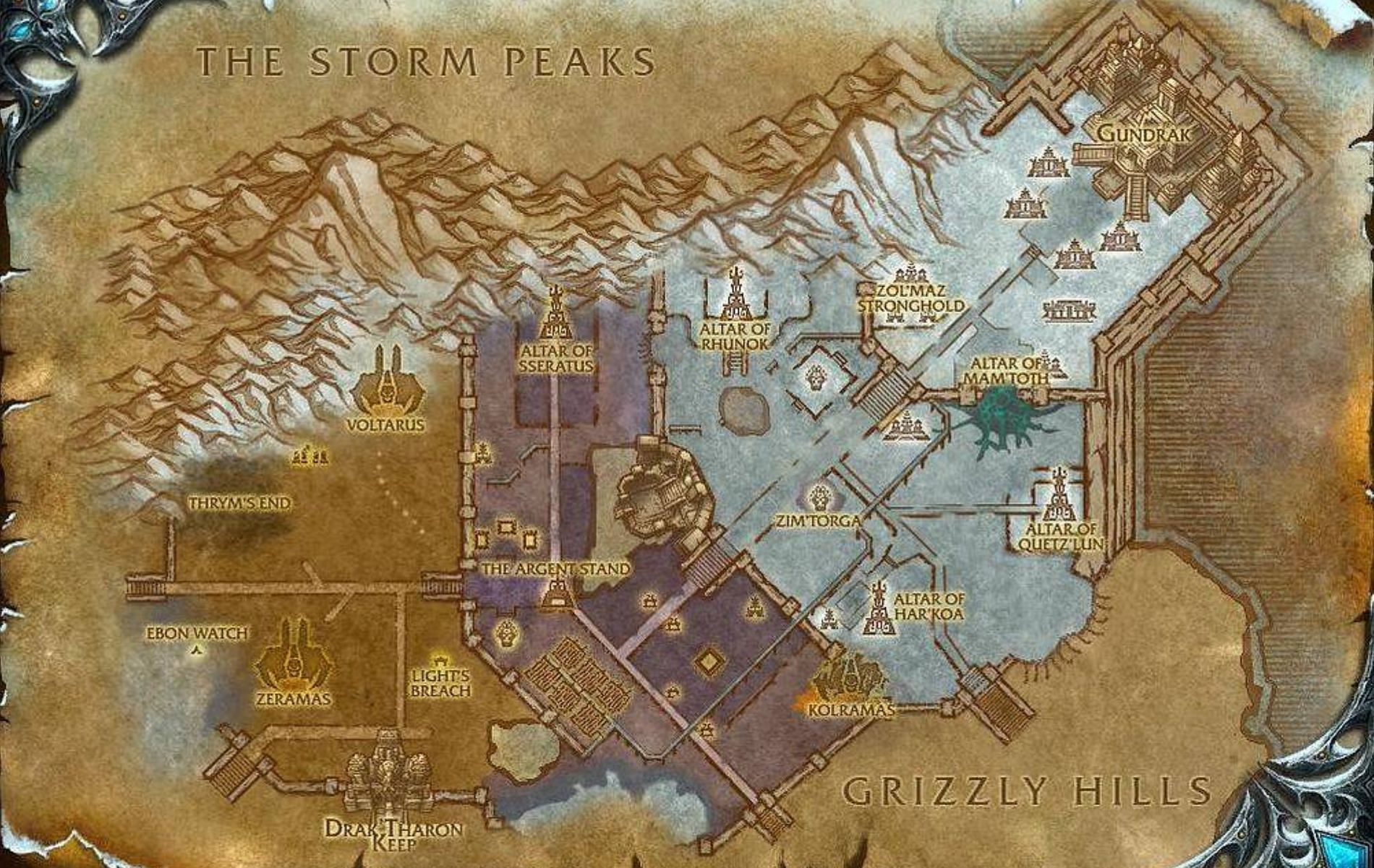 Detailed map of Zul&rsquo;Drak in Northrend (Image via Blizzard Entertainment)