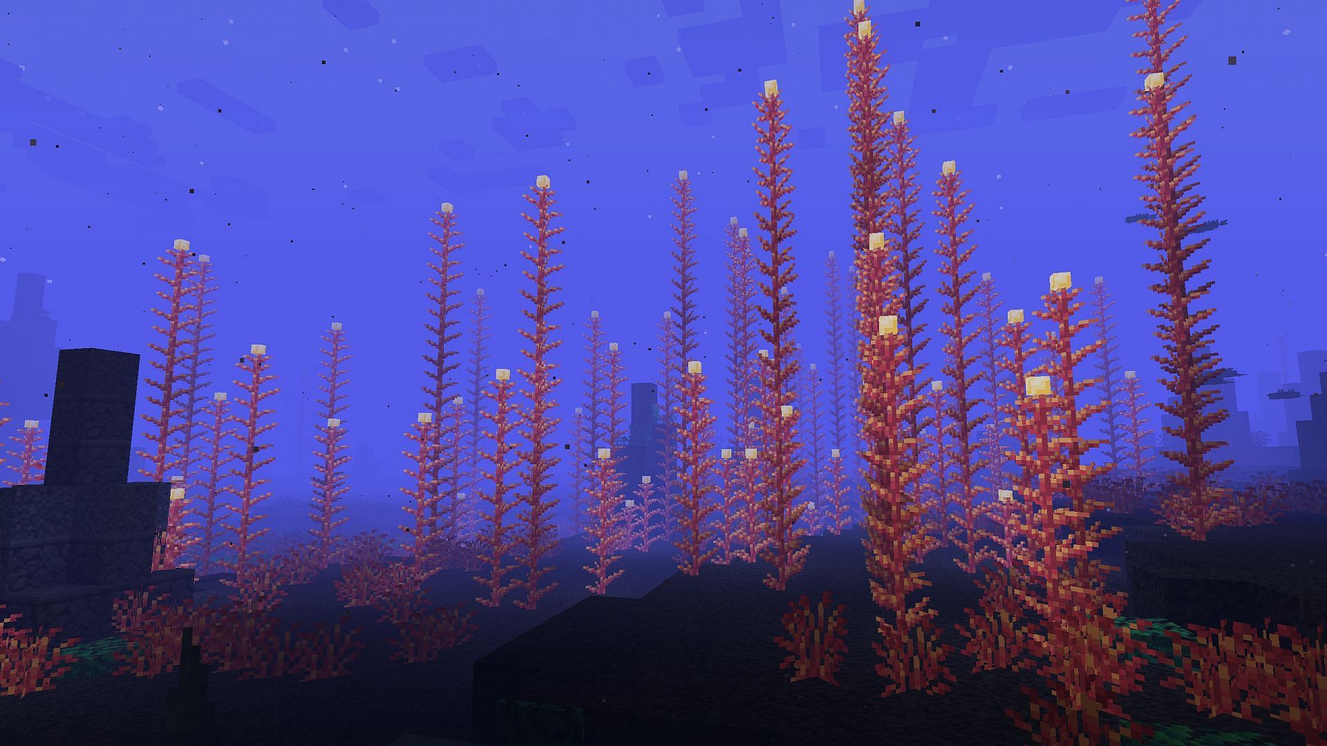 The brumble forest biome in the Everbright realm (Image via ModdingLegacy/CurseForge)