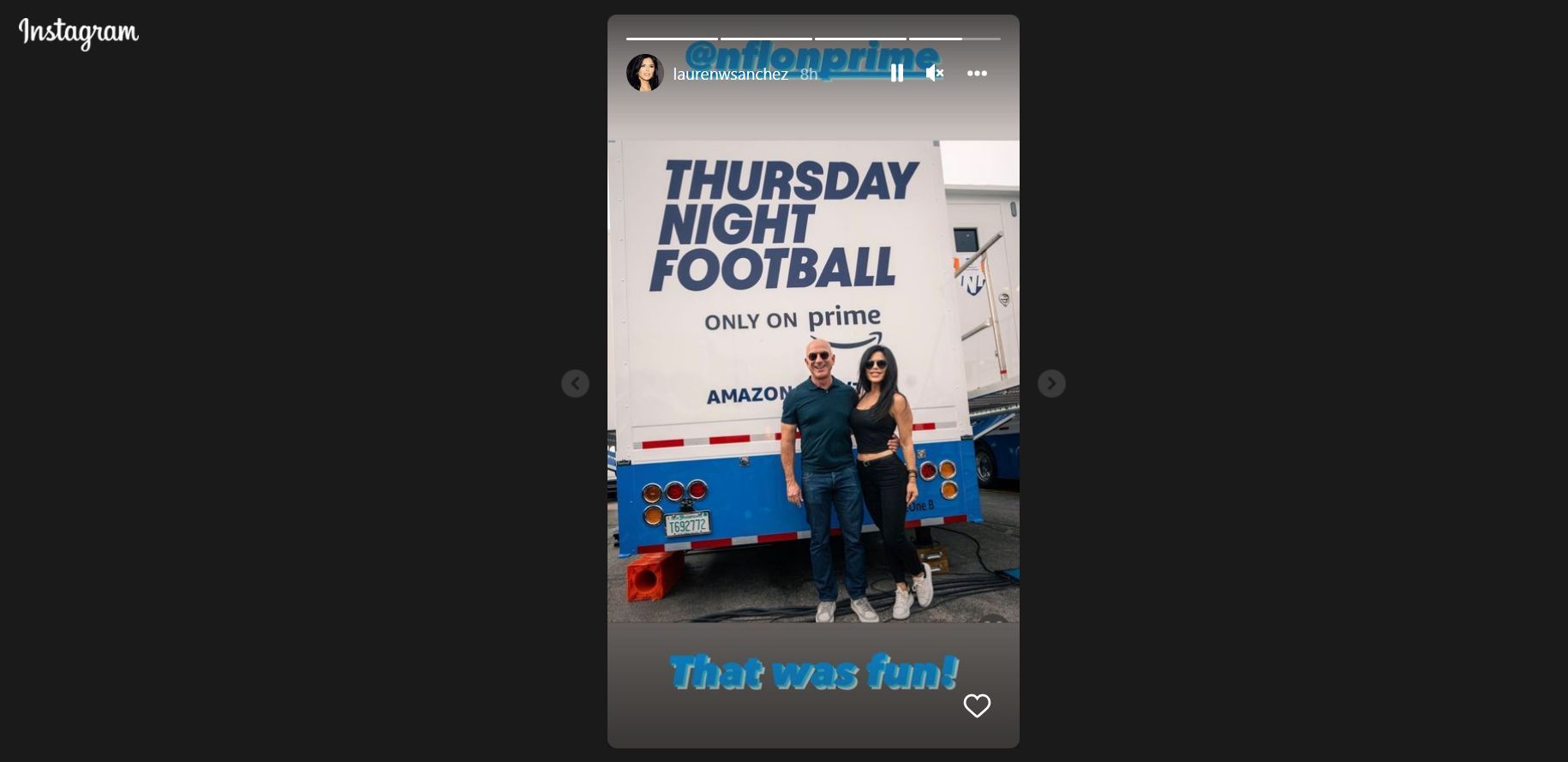 Sanchez and Bezos post game. Photo via Lauren Sanchez Instagram.