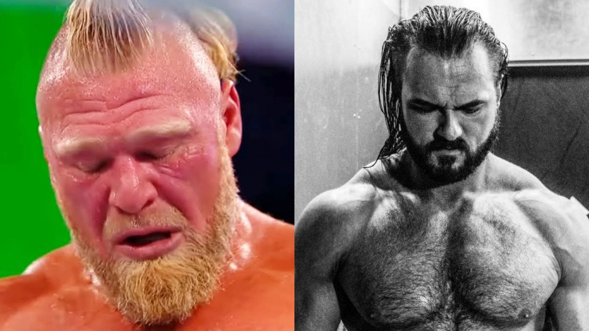 Brock Lesnar (left); Drew McIntyre (right)