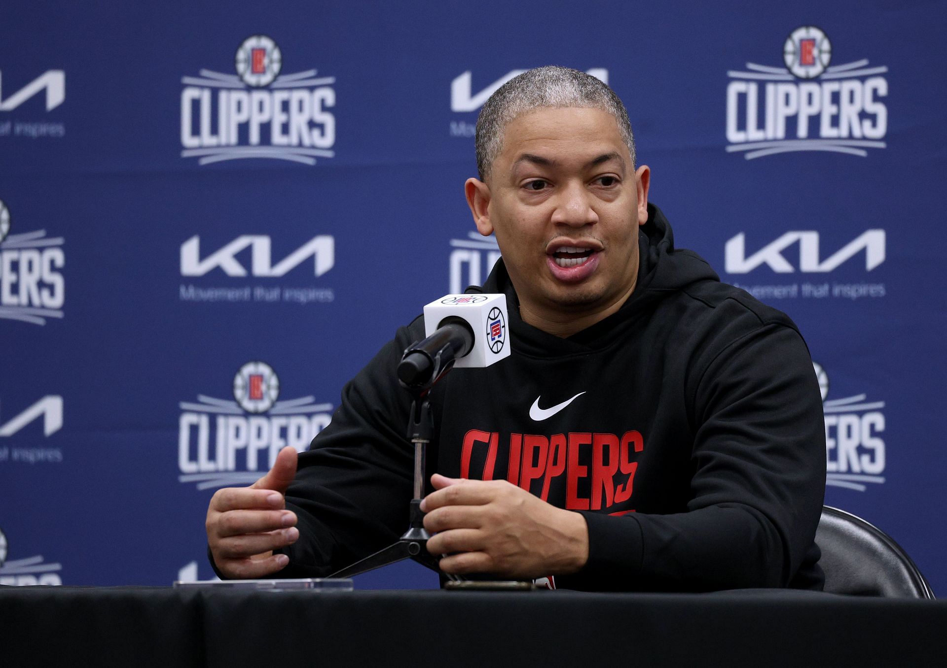 Ty Lue answers questions during LA Clippers&#039; Media Day.