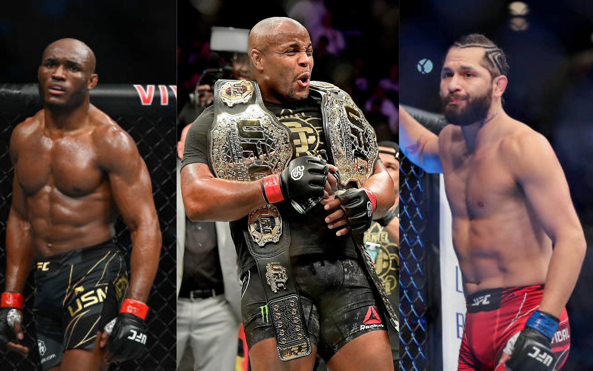 From left to right: Kamaru Usman, Daniel Cormier, Jorge Masvidal