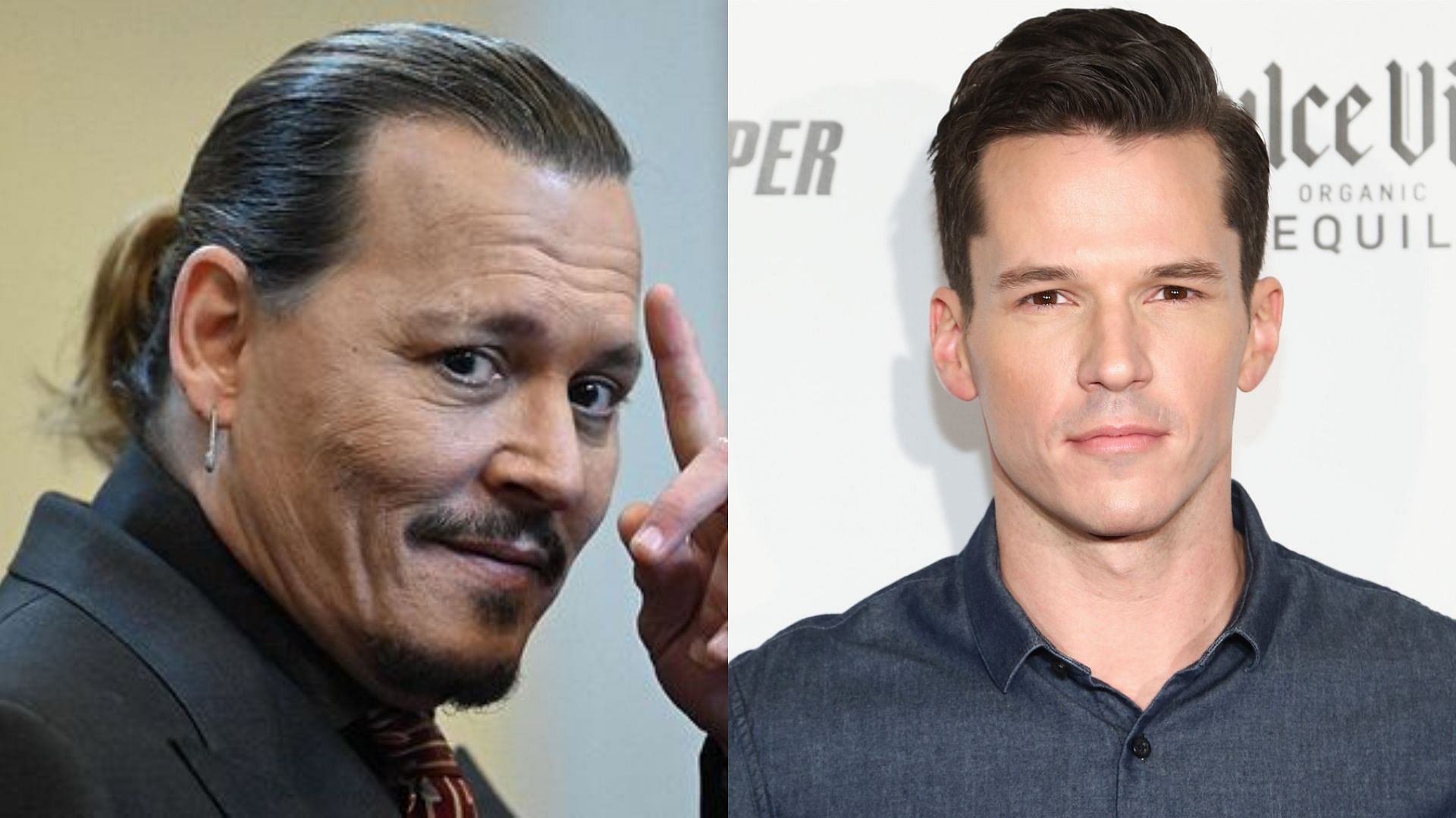 Mark Hapka (right) to star as Johnny Depp in Tubi documentary. (Images via Pool/AFP/Getty Images and Tommaso Boddi/Getty Images)