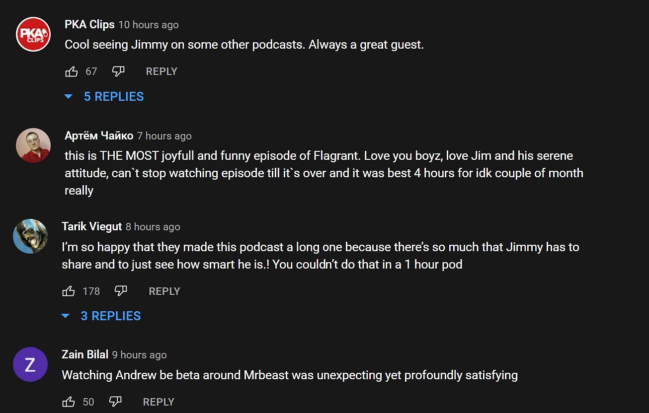 Fans react to the podcast (Image via Flagrant YouTube)