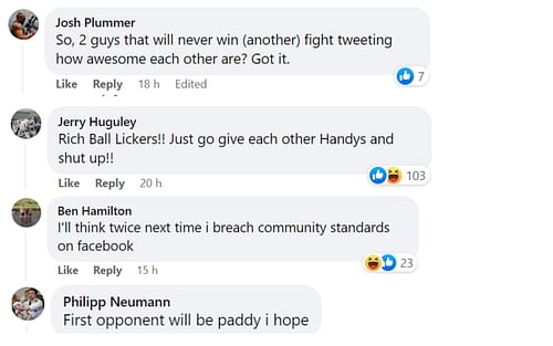 Fans' comments under Sportskeeda MMA's Facebook post.