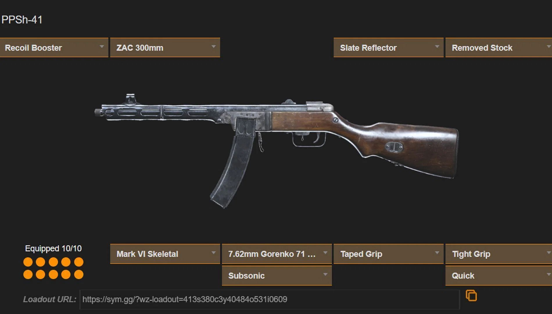 The Call of Duty: Warzone PPSh-41(VG) (Image via sym.gg)