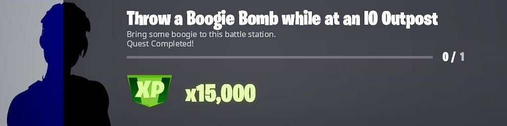 Throw a Boogie Bomb while at an IO Outpost to earn 15,000 XP in Fortnite (Image via Twitter/iFireMonkey)