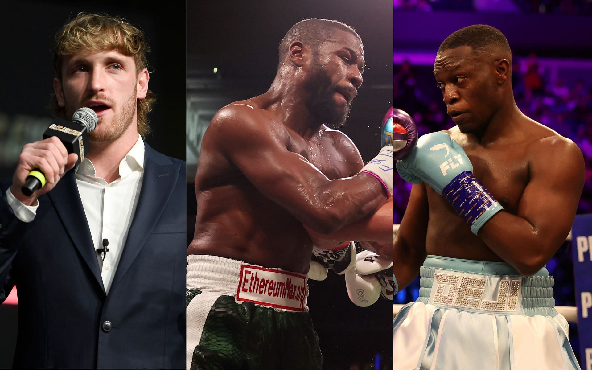 Logan Paul (left) Floyd Mayweather (center), and Deji (right) (Image credits Getty Images)