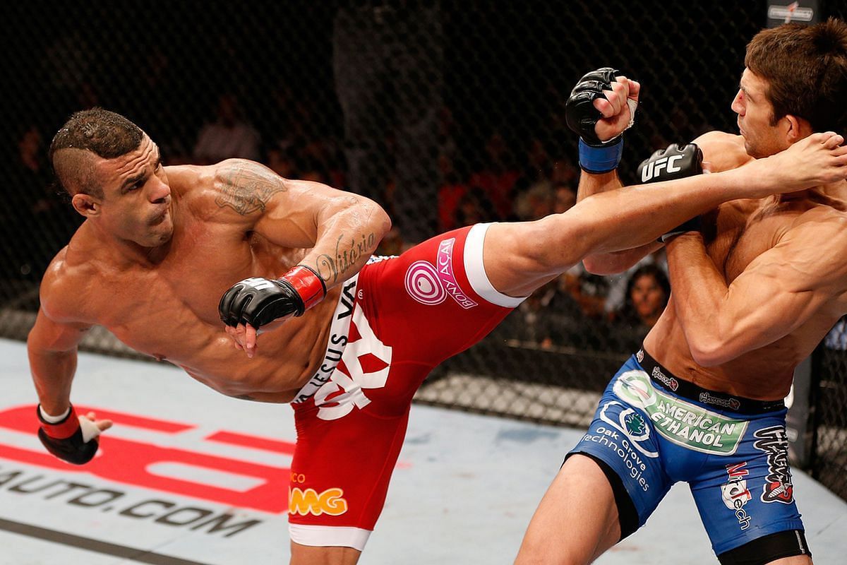 Vitor Belfort (left) competed in the octagon in three different decades, dating back to 1997
