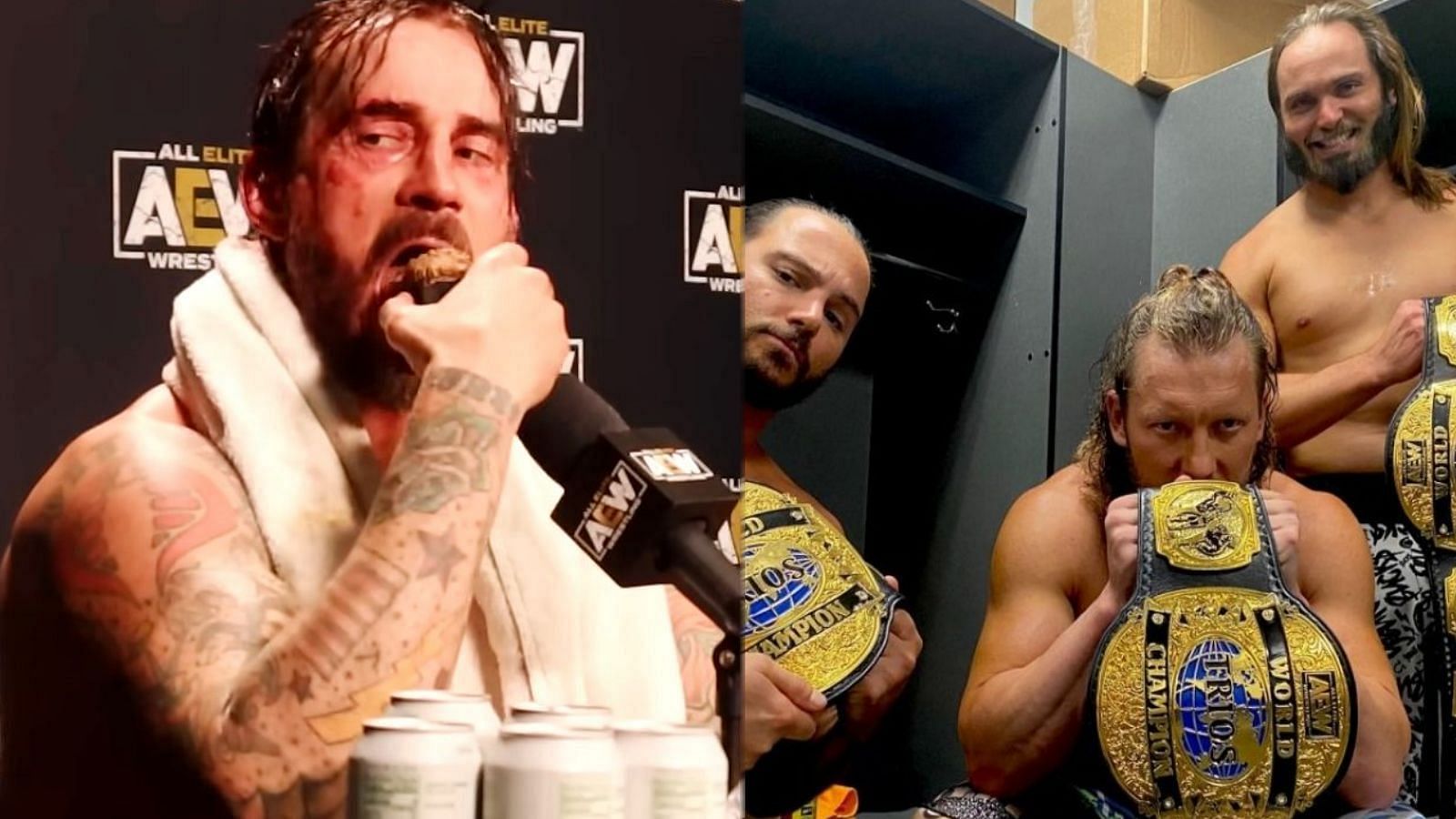 CM Punk (Left), The Elite (Right).