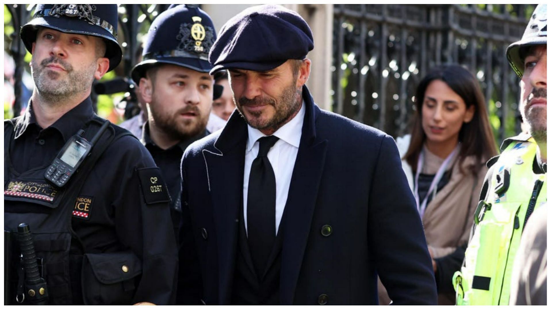 English football player David Beckham visits Queen Elizabeth II&rsquo;s coffin at Westminster Hall, London (image via Getty images/Anadolu Agency)