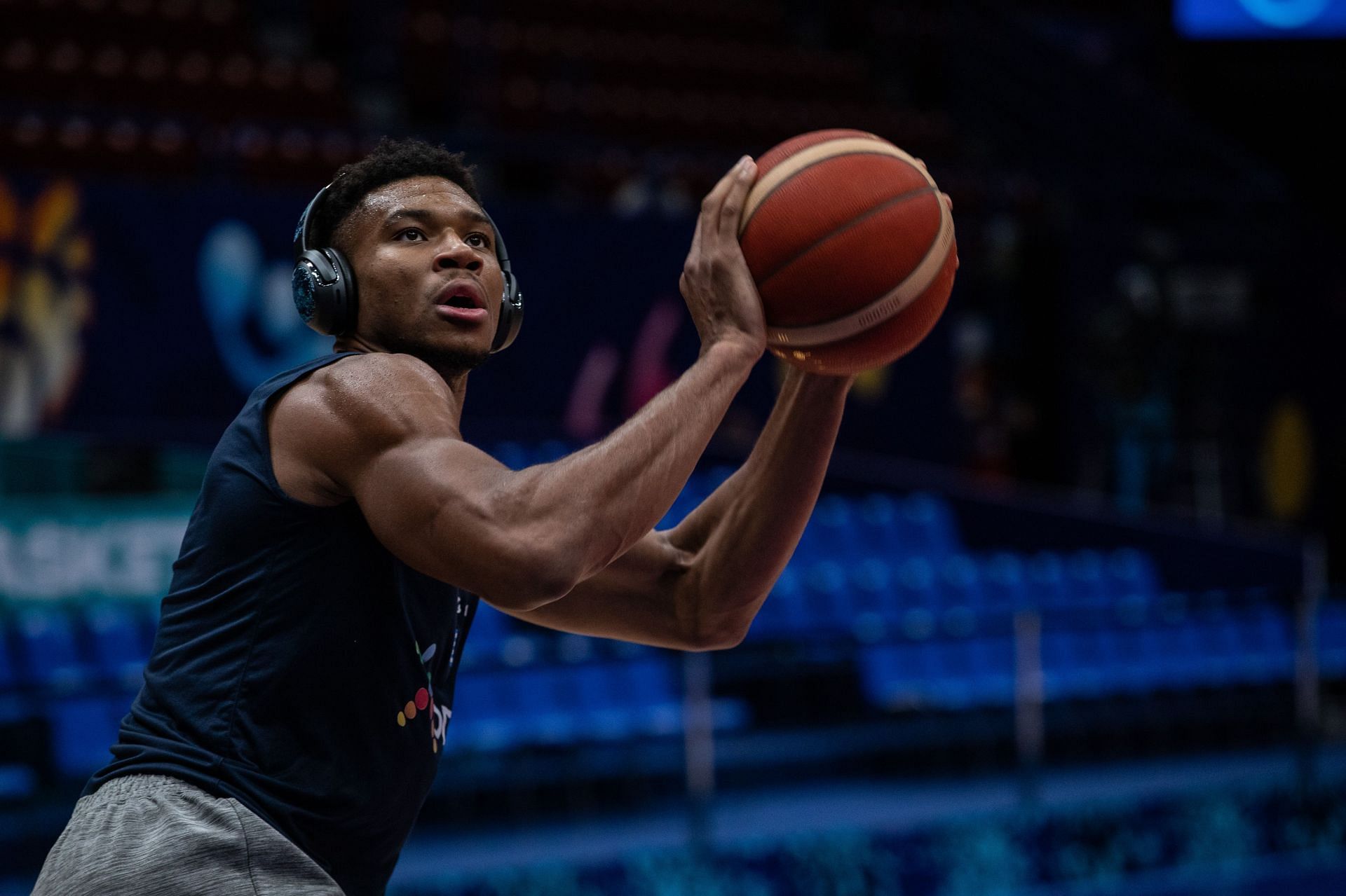 Giannis Antetokounmpo playing for Greece.