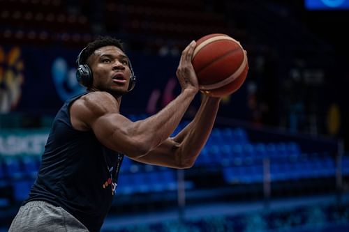 Giannis Antetokounmpo playing for Greece.