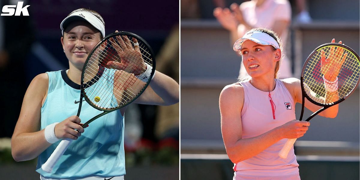 Jelena Ostapenko (L) and Ekaterina Alexandrova.